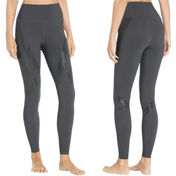 ALO Yoga High-Waist Vapor Leggings in Rise Anthracite Grey Athletic Pant | Small - Picture 1 of 8